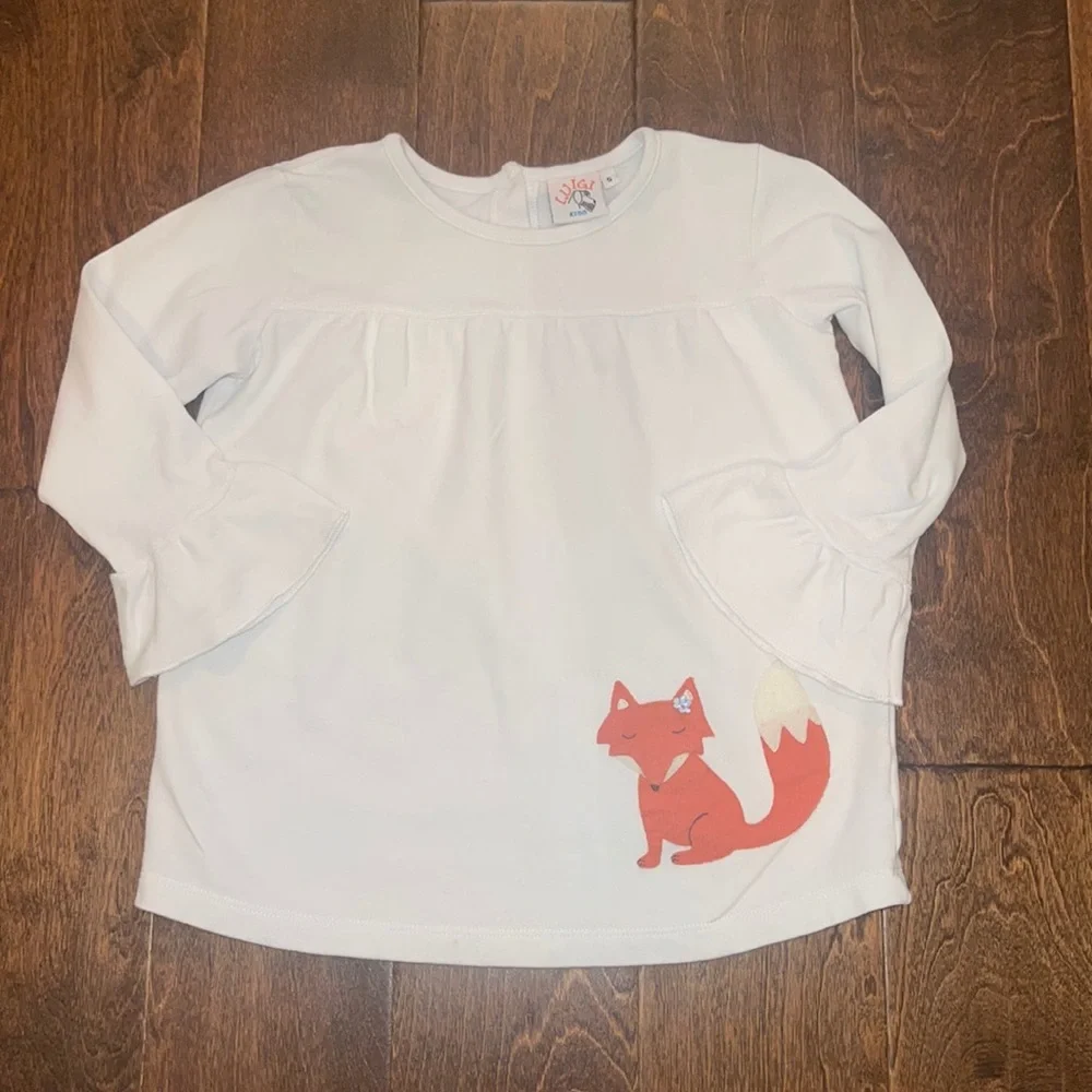 Luigi Kids Fox Applique Swing Top - size 5
